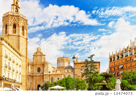 Valencia  cathedral temple in old town.Spain. 13474073