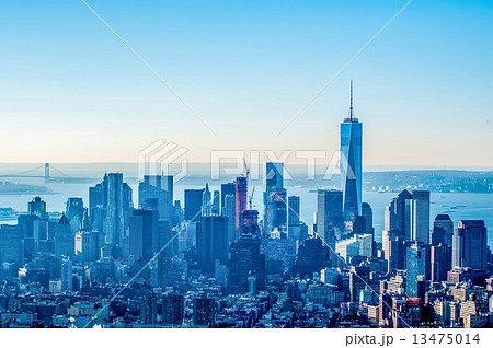 New York City Manhattan midtown aerial panorama view with skyscr 13475014