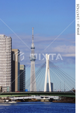 1月都市の風景・街並み660東京スカイツリーと佃大橋 1月都市の風景・街並み660東京スカイツリーと佃大橋 13477426