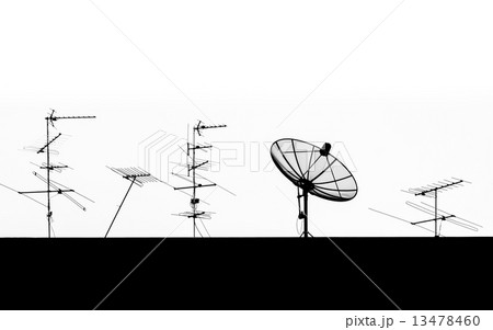 Silhouette Satellite Dish and Antenna TV 13478460