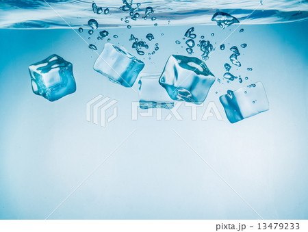 Ice cubes falling under water Ice cubes falling under water 13479233