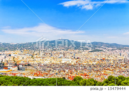 Panorama on Barcelona city from Montjuic castle.Catalonia. Spain Panorama on Barcelona city from Montjuic castle.Catalonia. Spain 13479444