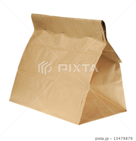 Lunch brown recycle paper bag isolated on white background. 13479879