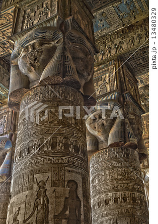 Interior of ancient egypt temple in Dendera Interior of ancient egypt temple in Dendera 13480329