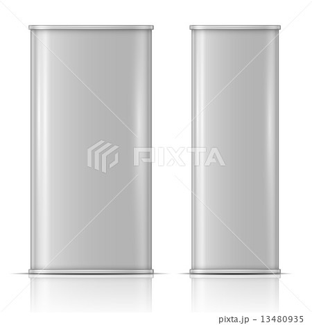 Tin oil can, front and side view 13480935