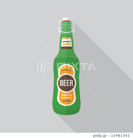 flat style beer bottle icon with shadow. 13481341