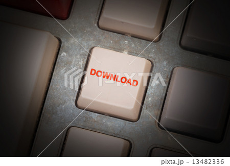 White button on a dirty old panel 13482336