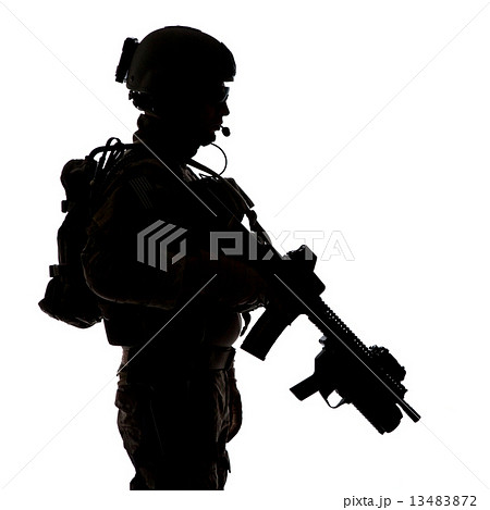 Silhouette of United States Army ranger Silhouette of United States Army ranger 13483872