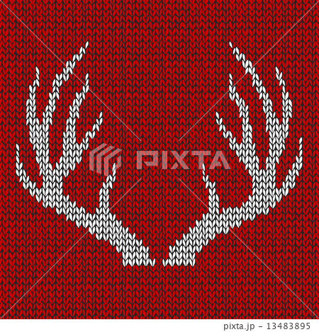 Decorative background with knitted deer horns Decorative background with knitted deer horns 13483895