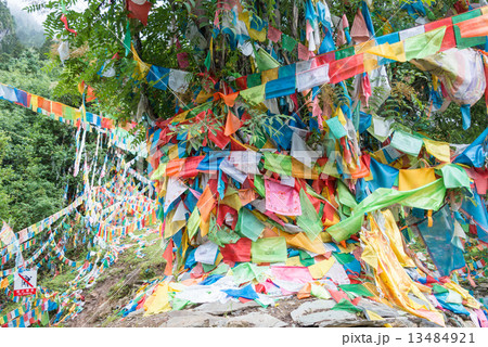 中国・雲南省徳欽 蓮花寺のタルチョー 中国・雲南省徳欽 蓮花寺のタルチョー 13484921