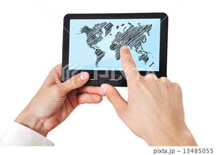 tablet with world map 13485055