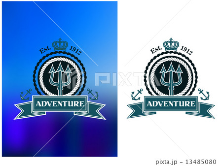 Nautical heraldic emblem with trident 13485080