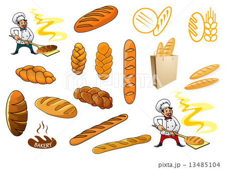 Bakers and isolated baguettes 13485104