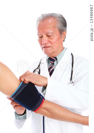 white background,old man, studio shot, portrait, senior, doctor, stethoscope, surgeon, medical, lab 13486667
