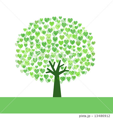 ハートの緑の木のイラスト素材 13486912 Pixta