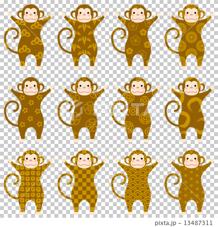 バンザイをするサル バンザイをするサル 13487311