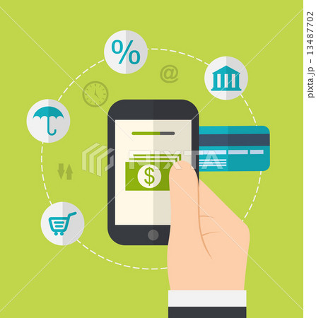 Concepts of online payment methods. Icons for online payment gat 13487702