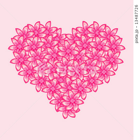 Romantic heart made of pink flowers for Valentine Day 13487726