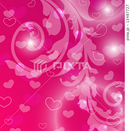 Valentine Day template with abstract floral elements and light e Valentine Day template with abstract floral elements and light e 13487727