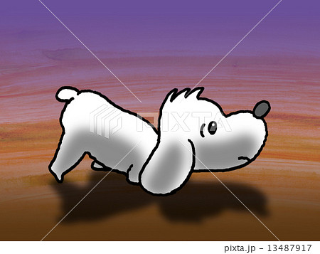 臭いを嗅ぐ犬のイラスト素材