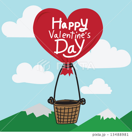 Happy Valentines Day With heart Air Balloon 13488981
