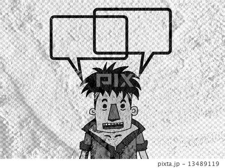 People thinking people talking and Speech Bubble on Cement wall 13489119