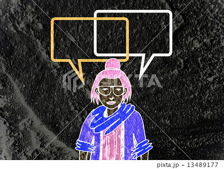 People thinking people talking and Speech Bubble on Cement wall 13489177