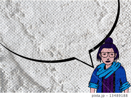 People thinking people talking and Speech Bubble on Cement wall 13489188