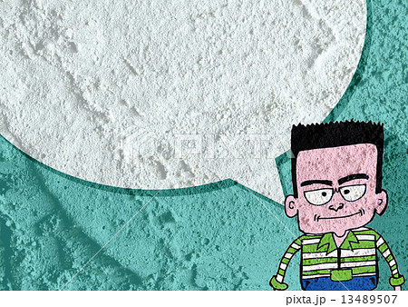 People thinking people talking and Speech Bubble on Cement wall 13489507