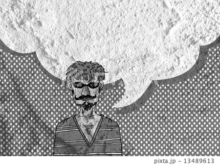 People thinking people talking and Speech Bubble on Cement wall 13489613