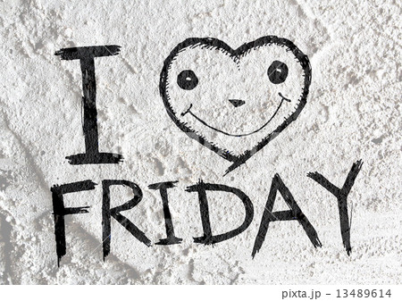 i love friday font type signs on Cement wall Background texture i love friday font type signs on Cement wall Background texture 13489614