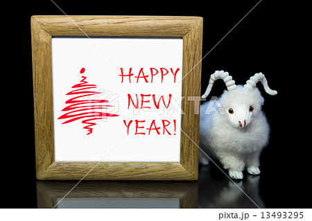 Goat or sheep with blank wood frame 13493295