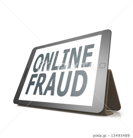 Tablet with online fraud word Tablet with online fraud word 13493489