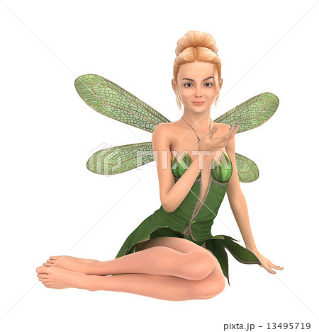ポーズする　妖精　フェアリー　3DCGイラスト素材 13495719