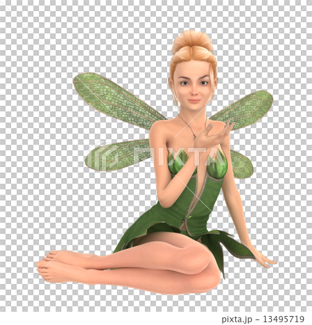 ポーズする　妖精　フェアリー　3DCGイラスト素材 13495719