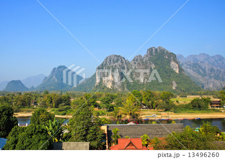 View of Vang Vieng, Laos. 13496260