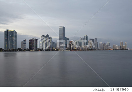 Miami city skyline panorama at sunset Miami city skyline panorama at sunset 13497940