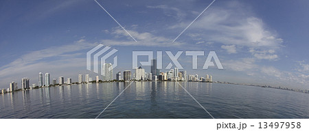 Miami city skyline fisheye view panorama at day 13497958