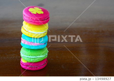 Colorful macarons set on table, traditional french colorful macarons ,Sweet macarons. 13498927