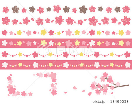 桜 装飾 枠 ラインのイラスト素材