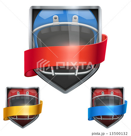 Set of Bright shield in the football helmet inside with ribbons. Vector. Set of Bright shield in the football helmet inside with ribbons. Vector. 13500132