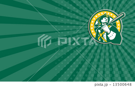 Business card American Patriot Baseball Player Green Gold Retro 13500648