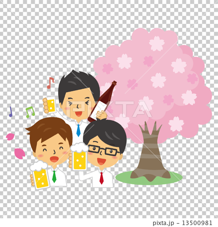 桜 宴会 ビジネスマン 歓迎会のイラスト素材