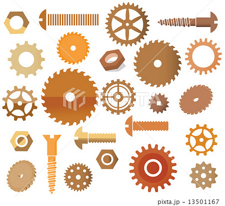 Vector materials (circular saw, tooth wheels, screws) 13501167