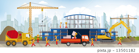 Making the new building (shopping center) 13501182