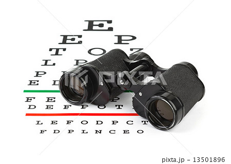 Binoculars on eyesight test chart Binoculars on eyesight test chart 13501896