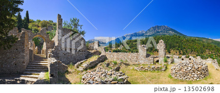 Ruins of old town in Mystras, Greece 13502698