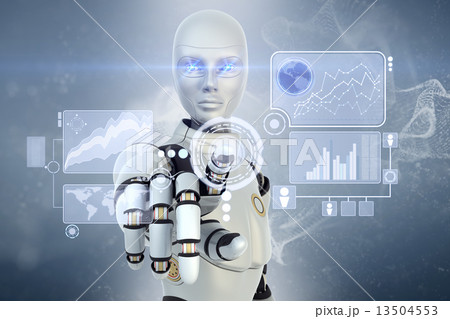 Robot is working with touchscreen 13504553