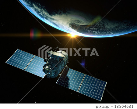 Satellite is orbiting around the Earth 13504631