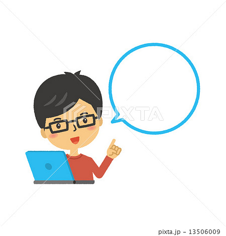 男性　パソコン　OK　オッケー　PC　フキダシ 13506009